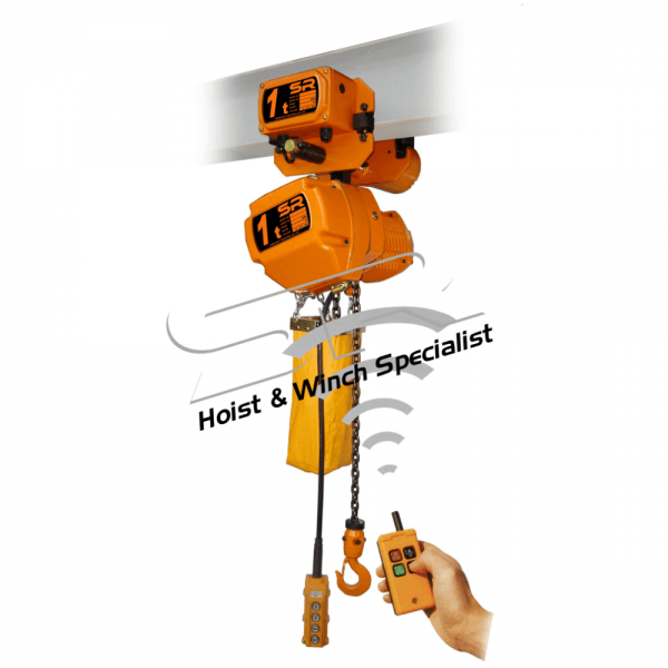 Single Speed 1 Ton Chain Hoist With Motorized Trolley & Remote Control (5mtrs)
