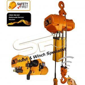 Single Speed 5 Ton Chain Hoist with Motorized Trolley & Remote Control (5mtrs)